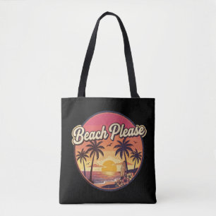 Retro Strand Alsjeblieft Zomer Zonsondergang Surf Tote Bag