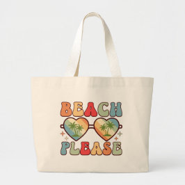 Retro Strand Alsjeblieft Zonsondergang Palmboom Zo Grote Tote Bag