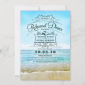 Retro strand blauw ombre repetitie diner uitnodigi kaart (Voorkant)