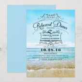 Retro strand blauw ombre repetitie diner uitnodigi kaart (Voorkant / Achterkant)