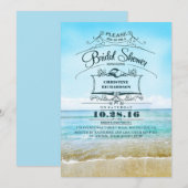 Retro strand blauw ombre vrijgezellenfeest nodigt  kaart (Voorkant / Achterkant)