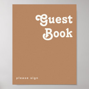 Retro Strand   Bord met bruin gastenboek Poster