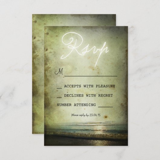 retro  STRAND BRUILOFT RSVP KAARTEN (Voorkant / Achterkant)
