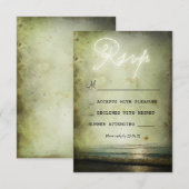 retro  STRAND BRUILOFT RSVP KAARTEN Kaartje (Voorkant / Achterkant)