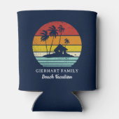 Retro strand familie kustvakantie script blikjeskoeler (Achterkant)