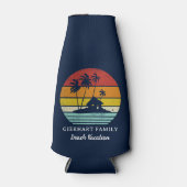 Retro strand familie kustvakantie script flesjeskoeler (Voorkant)