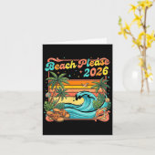 Retro strand graag 2026 kust zomerstemming  kaart (Gele Bloem)
