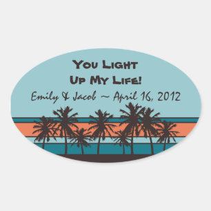 Retro Strand Kaars Jar Favor Tags Ovale Sticker