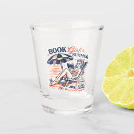 Retro strand leesboek meisje zomer shot glas