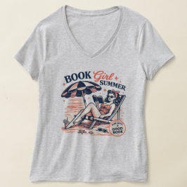 Retro strand leesboek meisje zomer t-shirt