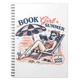 Retro Strand Lezen Boek Meisje Zomer Notitieboek