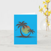 Retro strand palmbomen zonsondergang grappige vaka kaart (Gele Bloem)