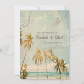 Retro Strand Palmen Bewaar de Datum Save The Date (Voorkant)