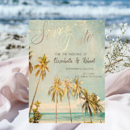 Retro Strand Palmen Bewaar de Datum Save The Date
