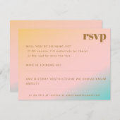Retro strand pastel gradiënt unieke bruiloft websi RSVP kaartje (Voorkant / Achterkant)