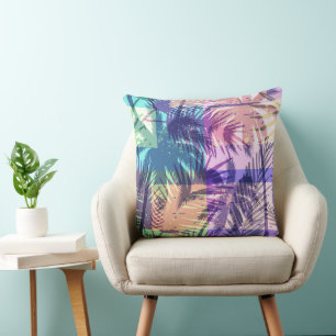 Retro Strand Pastel Palmboom Tropisch Kussen