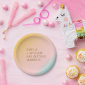 Retro Strand Pastels Gradiënt Aangepaste Roze Brui Papieren Bordje (Feest)