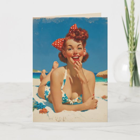 Retro Strand Pin-up Kaart (Voorkant)