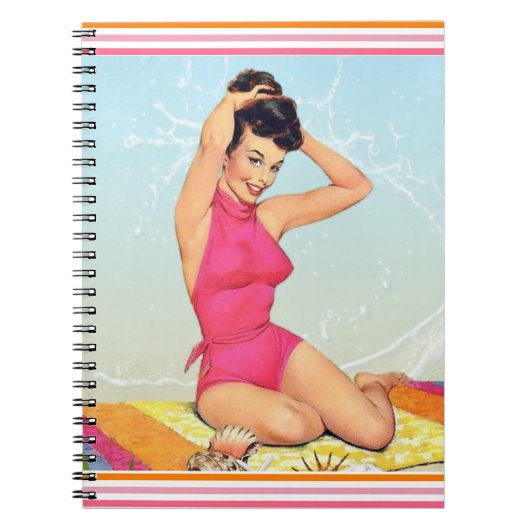 Retro Strand Pin-Up Notitieboek (Voorkant)