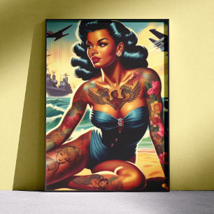 Retro strand pin-up perfect poster