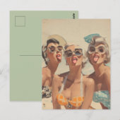 Retro strand pin-up sfeer briefkaart (Voorkant / Achterkant)