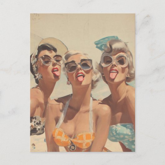 Retro strand pin-up sfeer briefkaart (Voorkant)