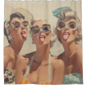 Retro strand pin-up sfeer douchegordijn (Voorkant)
