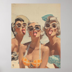 Retro Strand Pin-Up Sfeer Poster