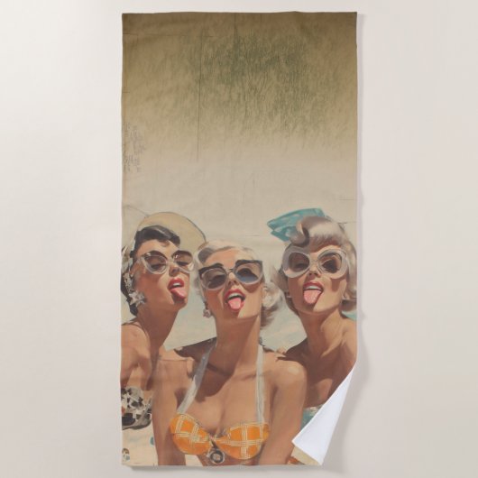 Retro Strand Pin-Up Sfeer Strandlaken (Voorkant)