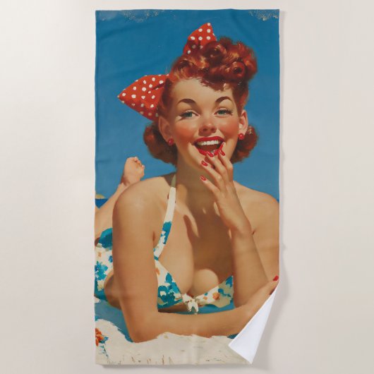 Retro Strand Pin-up Strandlaken (Voorkant)