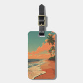 Retro Strand Reis Landschap Buiten  Bagagelabel (Voorkant verticaal)