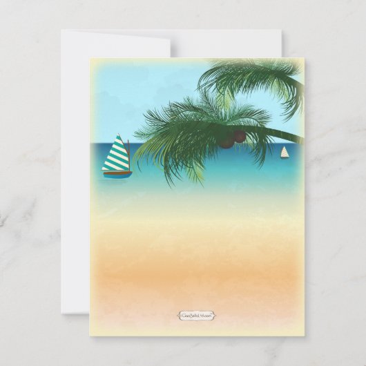 Retro strand scène formele bruiloft uitnodigen kaart (Achterkant)