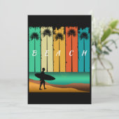 RETRO STRAND SURFER SURFEN PALMBOMEN KAART (Staand voorkant)