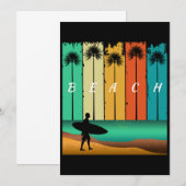 RETRO STRAND SURFER SURFEN PALMBOMEN KAART (Voorkant / Achterkant)