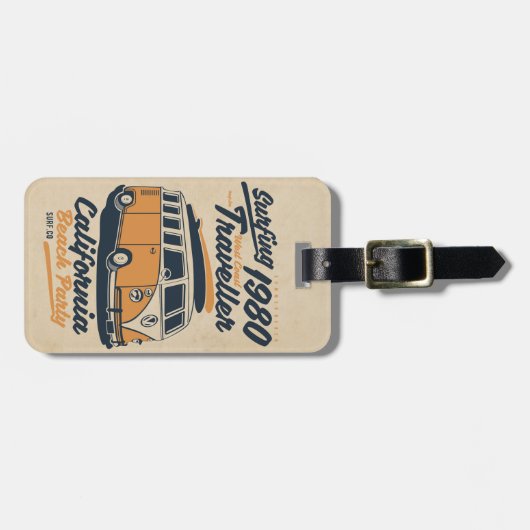 Retro strand Surfting Poster Bagagelabel (Voorkant horizontaal)