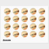 /retro strand/tropisch ronde sticker (Vel)