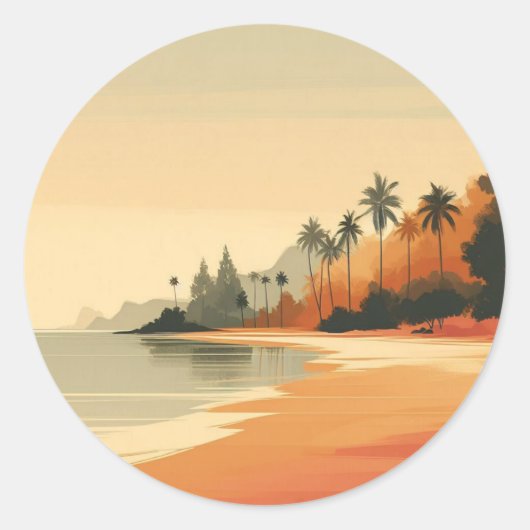 /retro strand/tropisch ronde sticker (Voorkant)