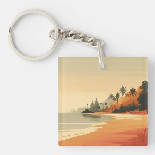/retro strand/tropisch sleutelhanger (voorkant)