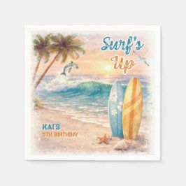 Retro strand verjaardagsfeestje 'Surf's Up' Servet