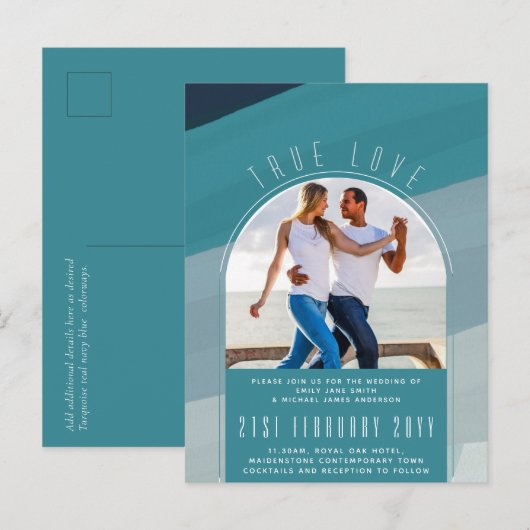 RETRO Strand Vibe Trouwstationery FOTO Briefkaart (Voorkant / Achterkant)