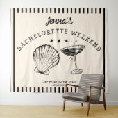 Retro strand vrijgezellenweekend banner achtergron wandkleed (In Situ (horizontaal))