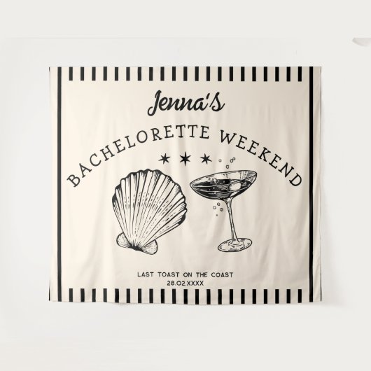 Retro strand vrijgezellenweekend banner achtergron wandkleed (Voorkant (horizontaal))