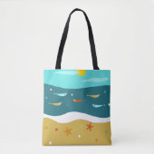 Retro Strand Zomer Mid Century Modern Tote Bag (Voorkant)
