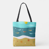 Retro Strand Zomer Mid Century Modern Tote Bag (Achterkant)