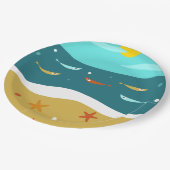 Retro Strand Zomer Midden Eeuw Modern Papieren Bordje (Gekanteld)