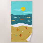 Retro Strand Zomer Midden Eeuw Modern Strandlaken (Voorkant)