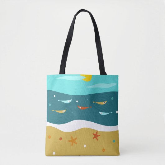 Retro Strand Zomer Midden Eeuw Modern Tote Bag (Voorkant)