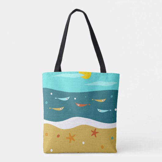 Retro Strand Zomer Midden Eeuw Modern Tote Bag (Achterkant)