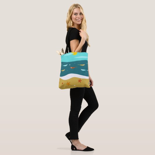Retro Strand Zomer Midden Eeuw Modern Tote Bag (Op model)