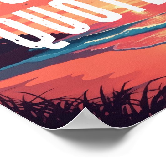 Retro strand zomer zonsondergang poster (Hoek)